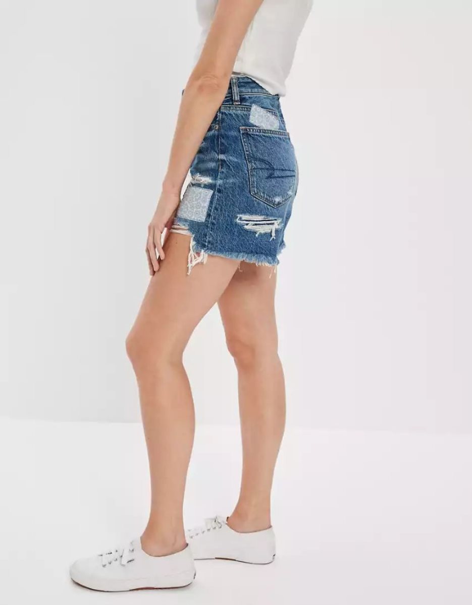 Shorts American Eagle AE Denim Highest Taille Baggy Indigo Femme | LOG-79772967